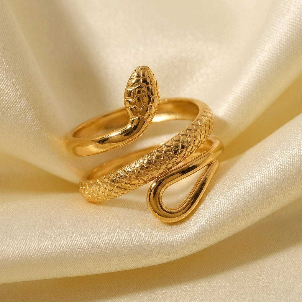 Gold Plated Stainless Steel Snake Design Ring