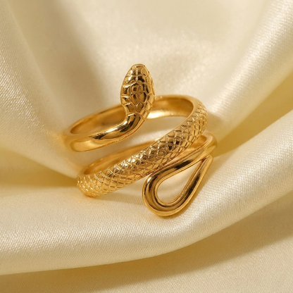 Gold Plated Stainless Steel Snake Design Ring
