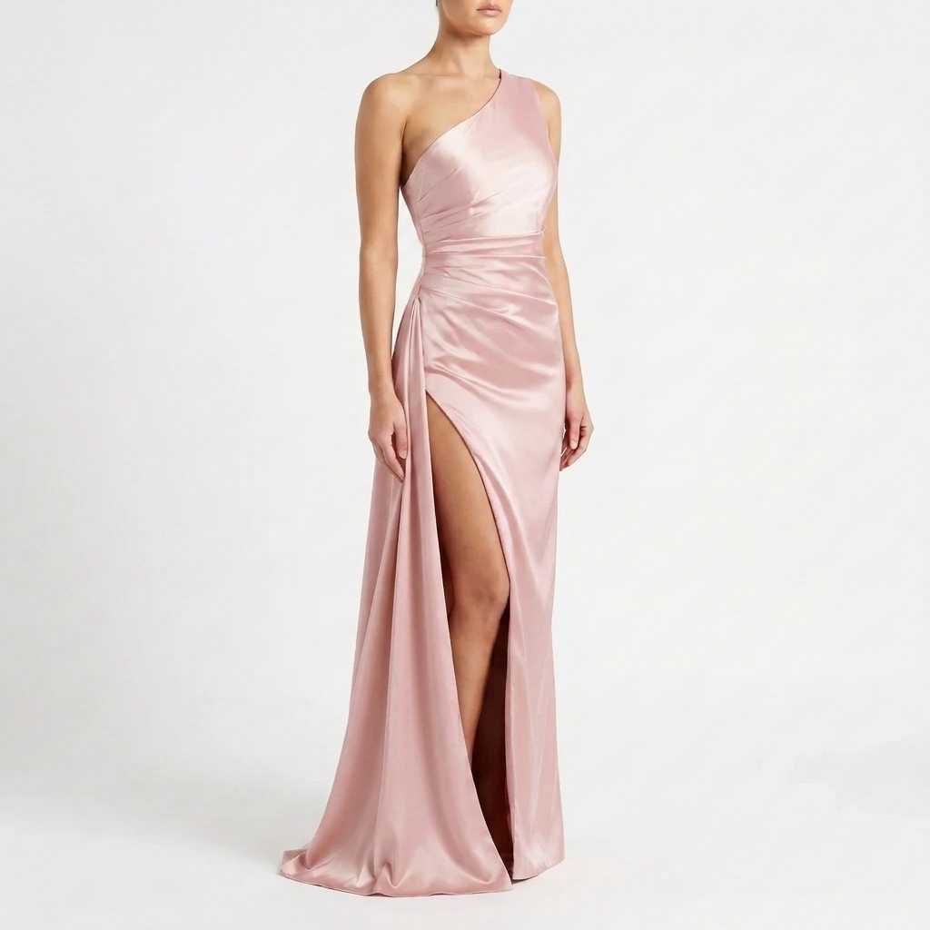 Asymmetrical Evening Dress with One Shoulder Strap