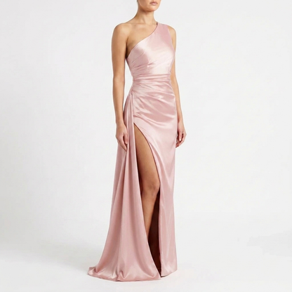 Asymmetrical Evening Dress with One Shoulder Strap