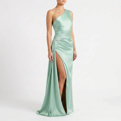 Asymmetrical Evening Dress with One Shoulder Strap