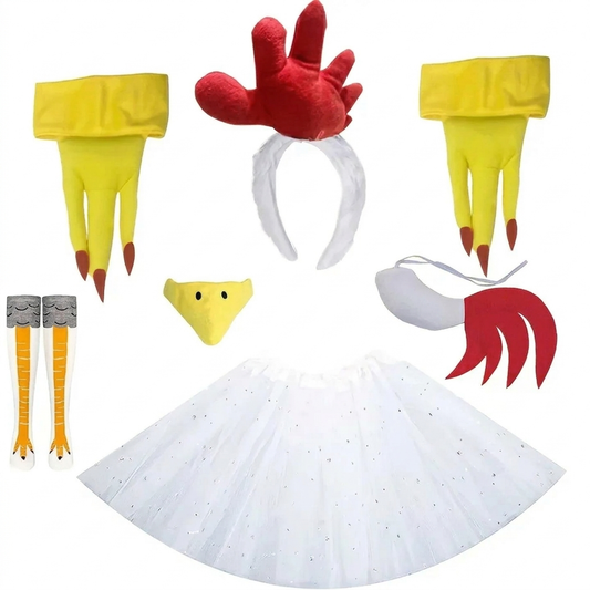 Disfraz de Pollo de Carnaval | Conjunto Completo de 8 Piezas para un Look de Pollo Adorable