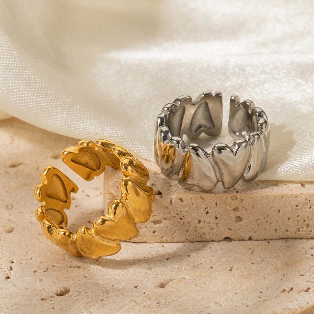 18K Gold Stainless Steel Love Open Ring
