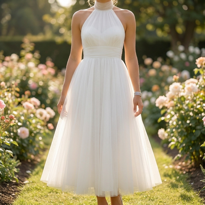 Sleeveless with Halter Neck & A-Line