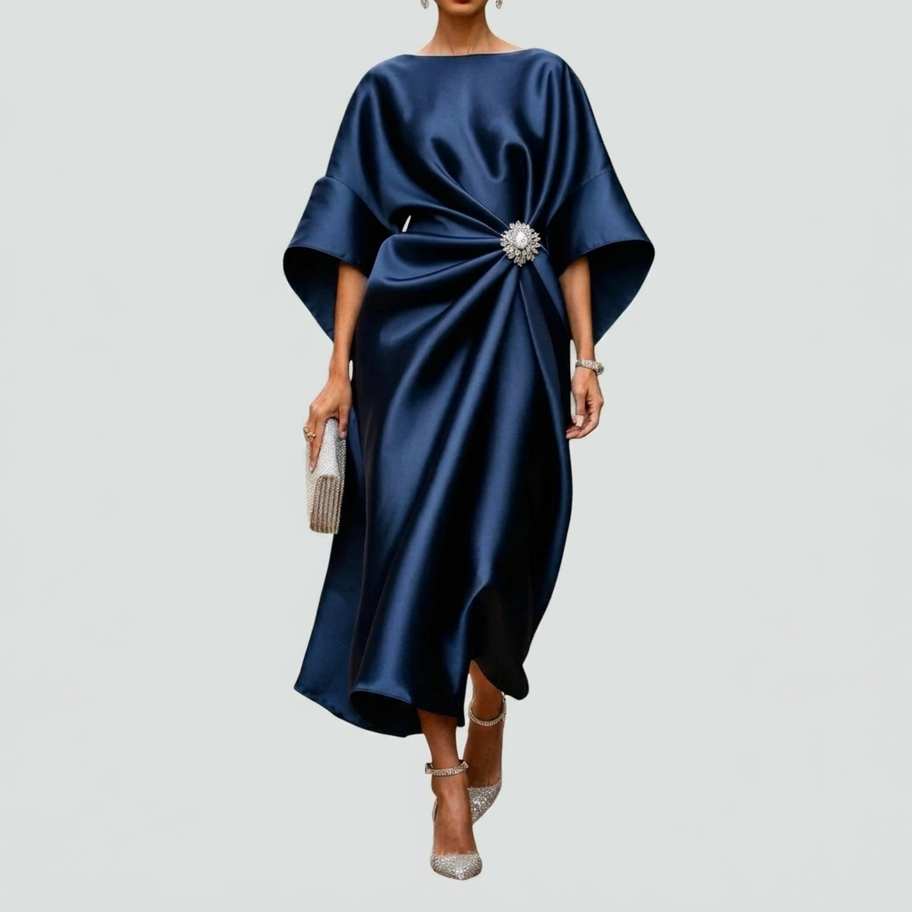 Elegant Draped Midi Dress