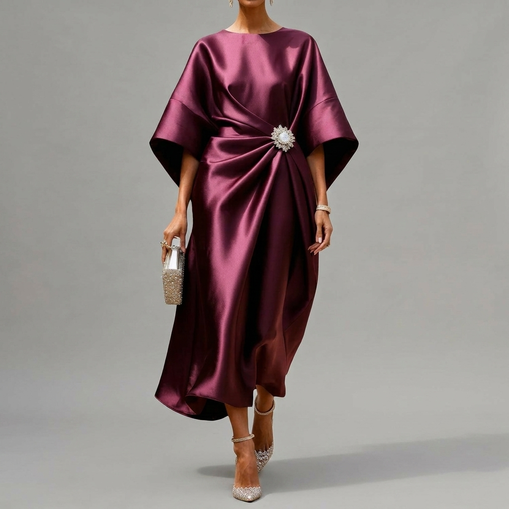 Elegant Draped Midi Dress