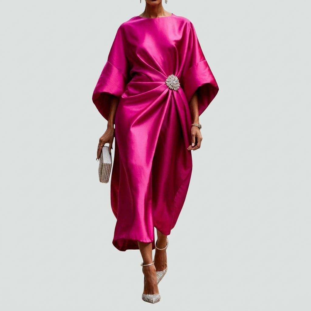 Elegant Draped Midi Dress
