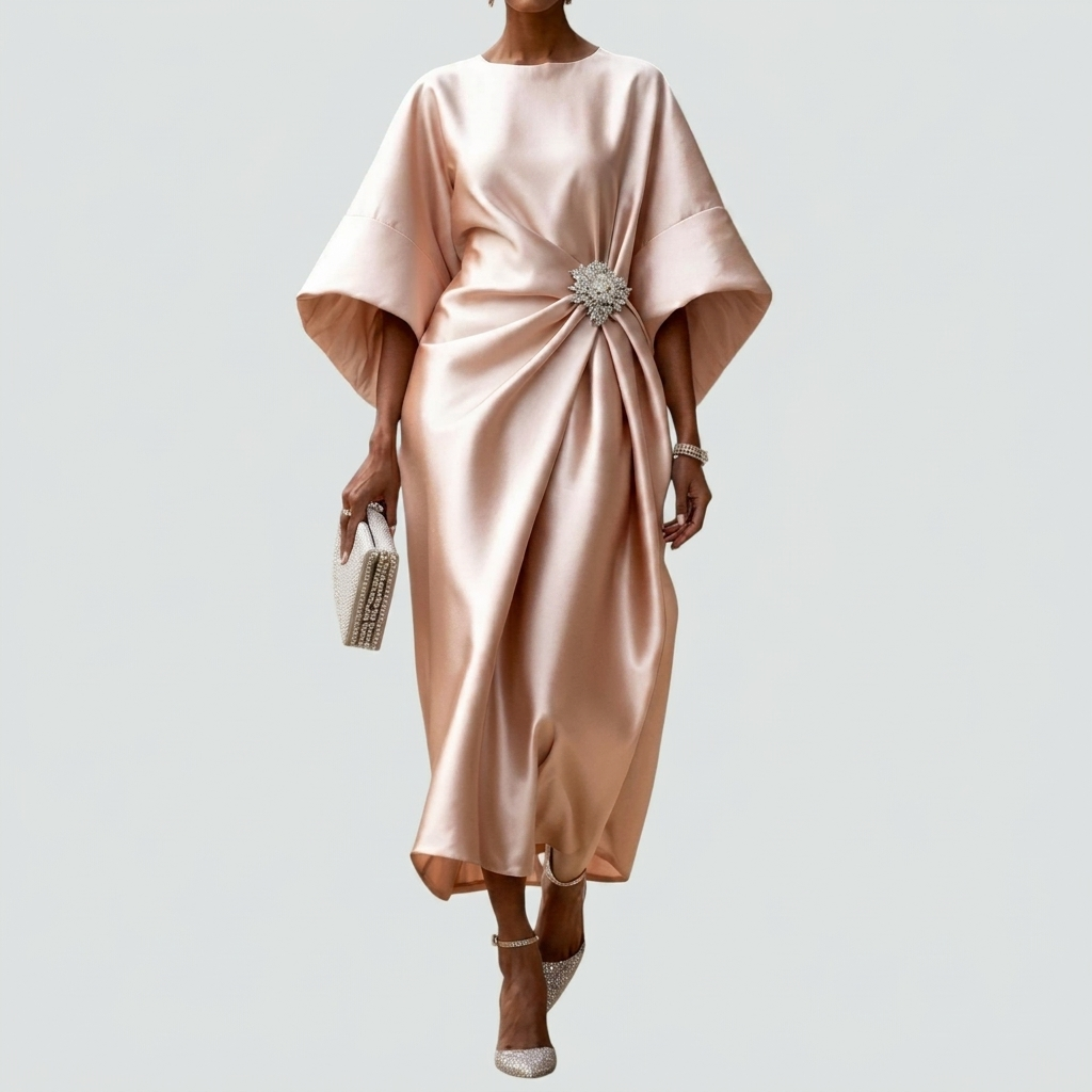 Elegant Draped Midi Dress