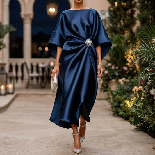 Vestido midi elegante drapeado