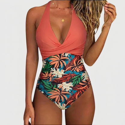 Women's Halter Swimsuit with Floral Print