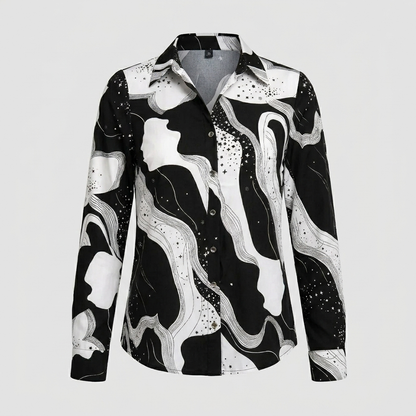 Blouse with V-neck and print