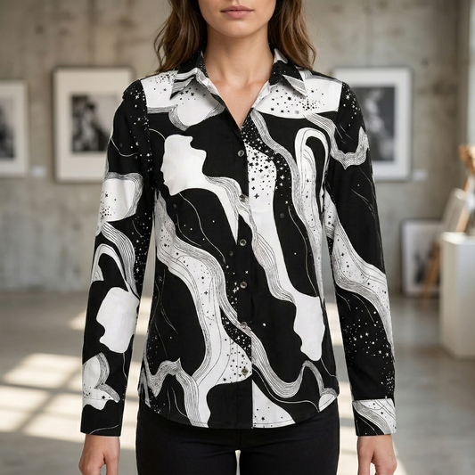 Blusa con escote en V y estampado