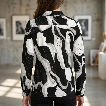 Blouse with V-neck and print