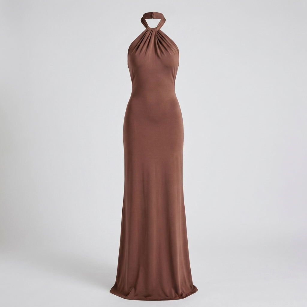 Vestido elegante de gola alta