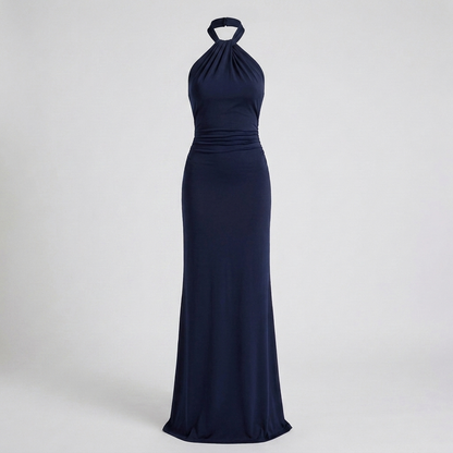Vestido elegante de gola alta