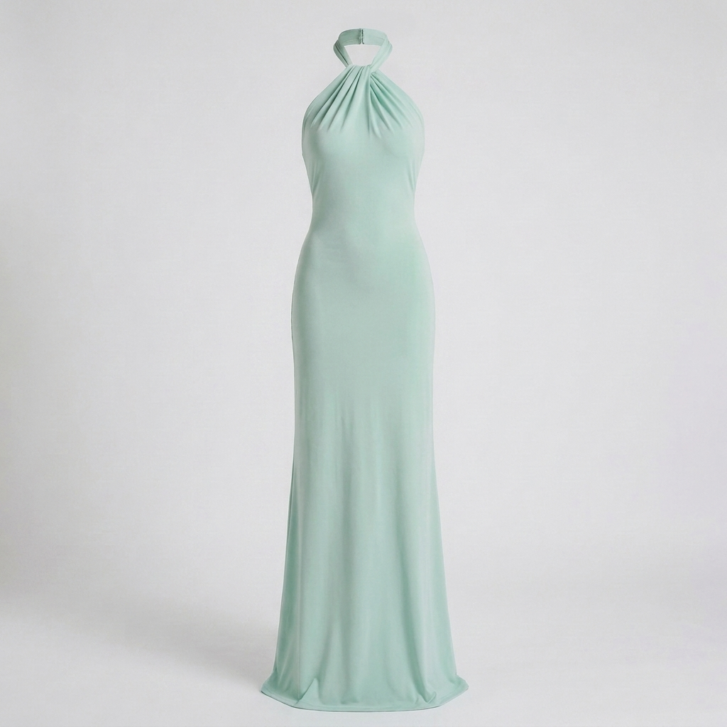 Vestido elegante de gola alta