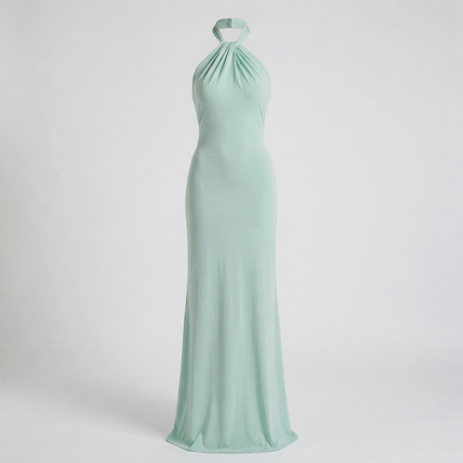 Vestido elegante de gola alta