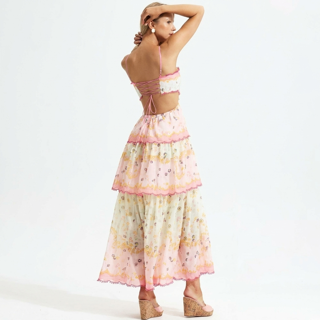 Flower & Ruffles – Long Embroidered Summer Dress