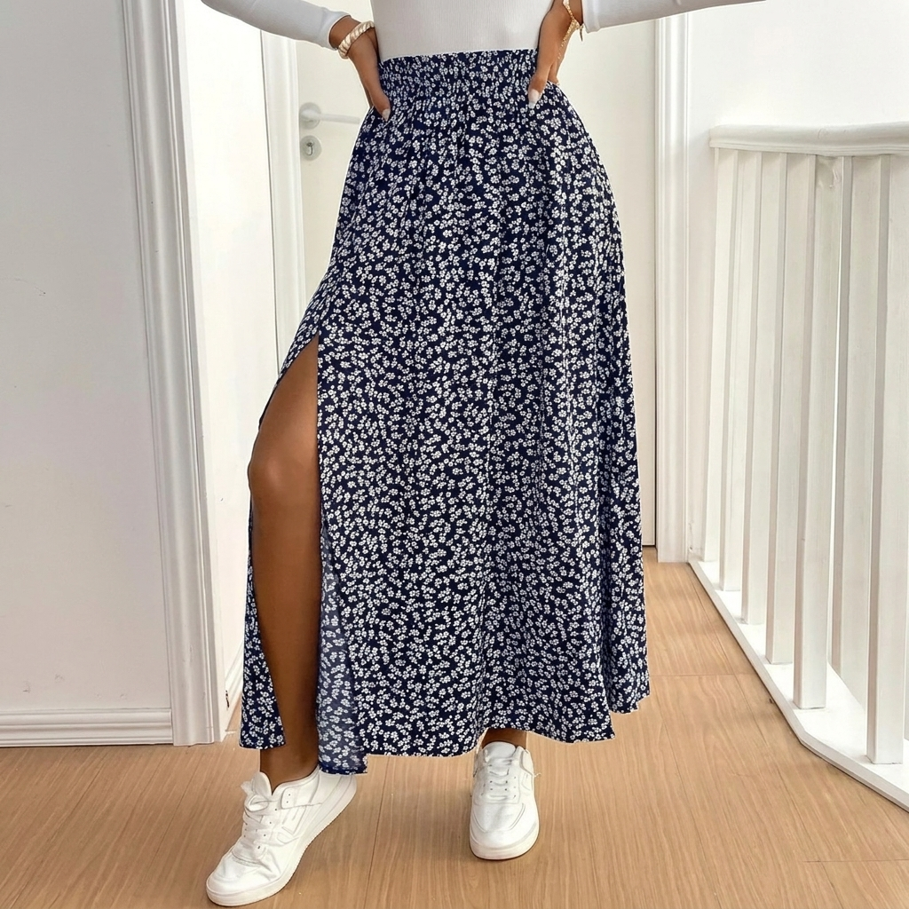 A-line Skirt with Floral Print