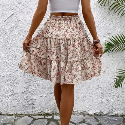 Flower Print A-Line Skirt