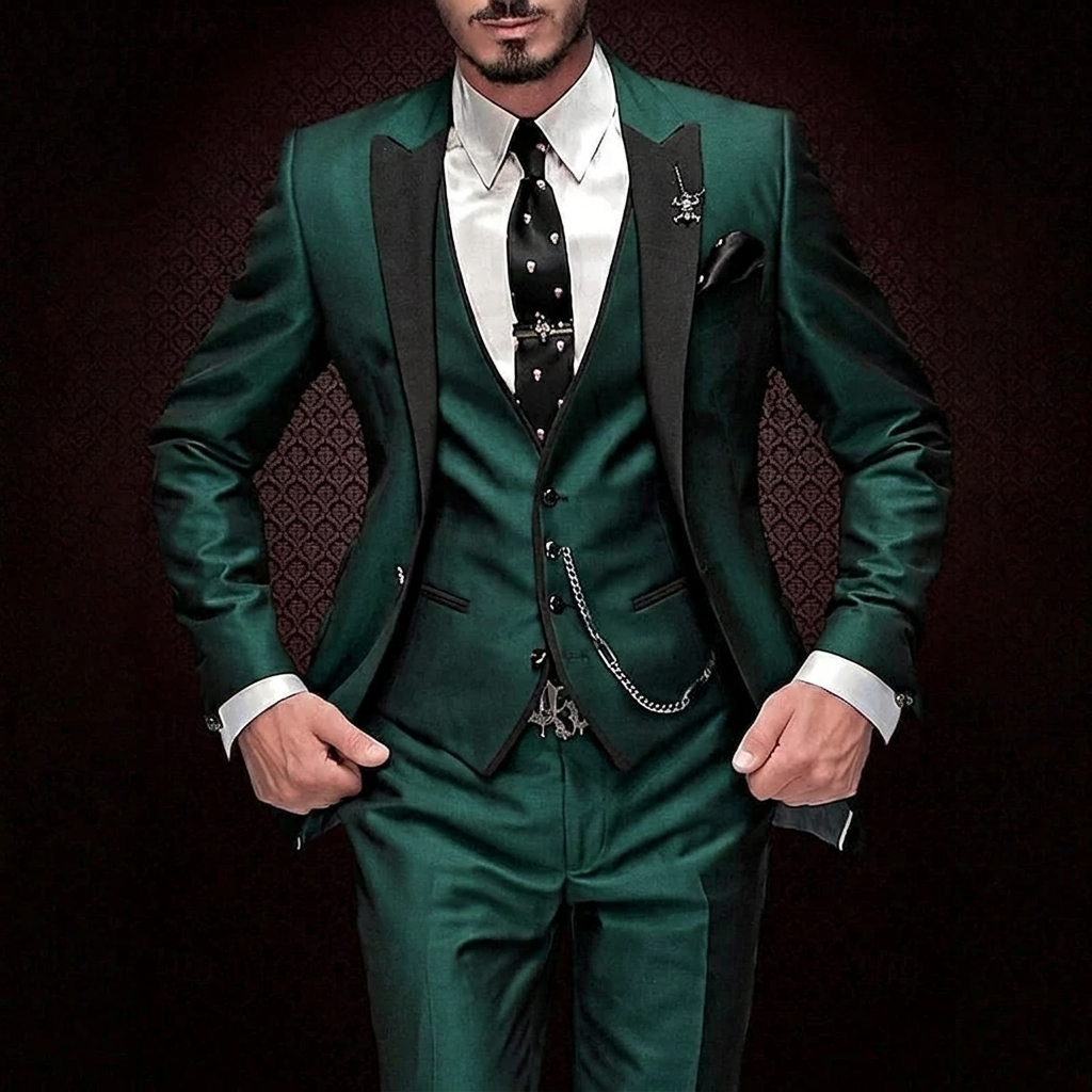 Conjunto elegante de linho de 3 peças para homem