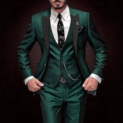 Conjunto elegante de linho de 3 peças para homem
