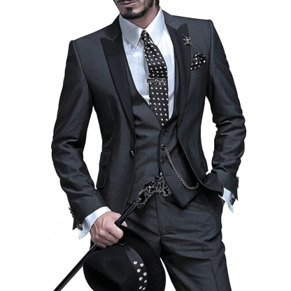 Conjunto elegante de linho de 3 peças para homem