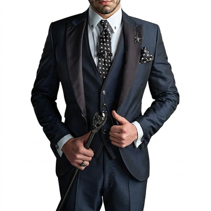 Conjunto elegante de linho de 3 peças para homem