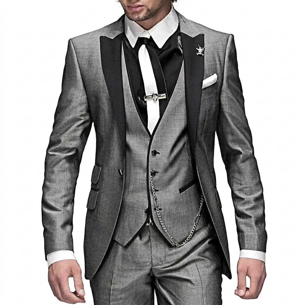 Conjunto elegante de linho de 3 peças para homem
