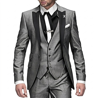 Conjunto elegante de linho de 3 peças para homem