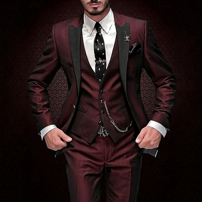 Conjunto elegante de linho de 3 peças para homem