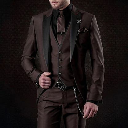 Conjunto elegante de linho de 3 peças para homem