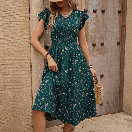 Vestido línea A con estampado floral