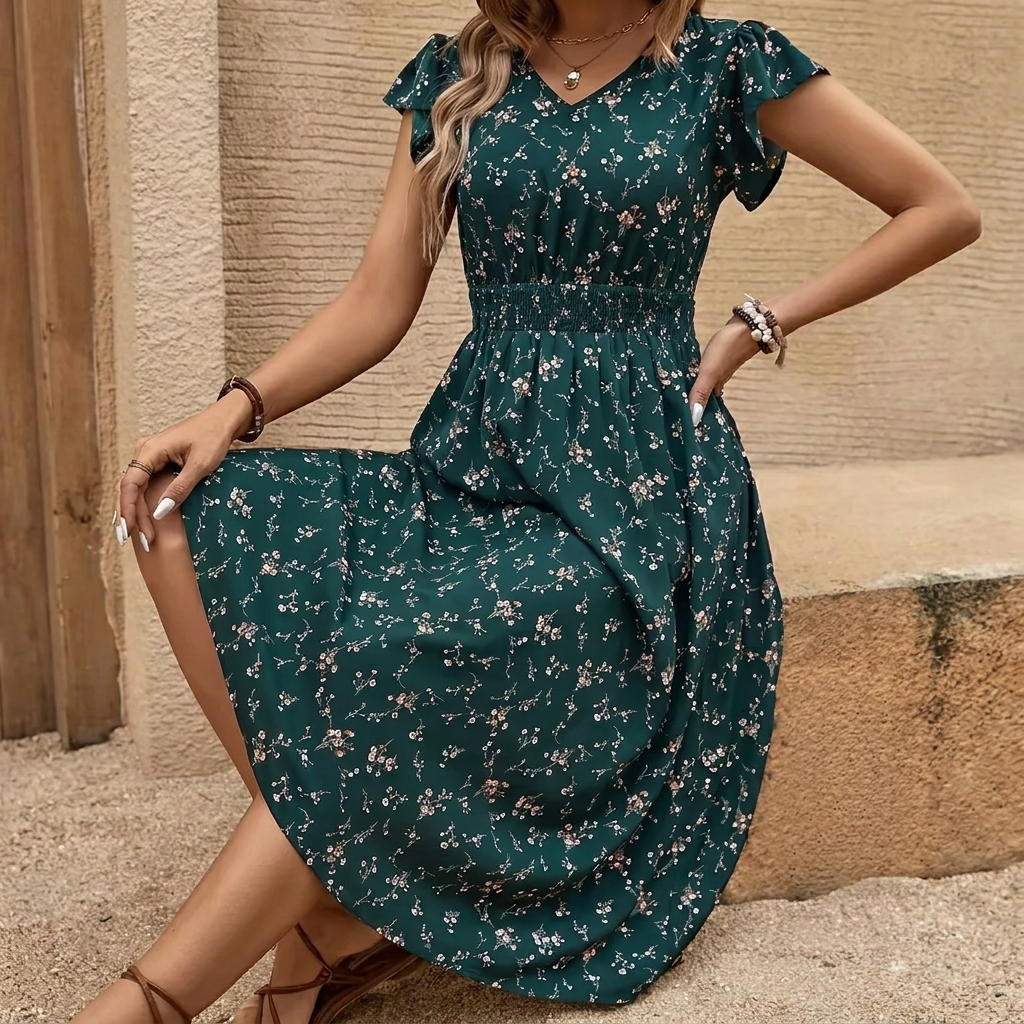 A-line Dress with Floral Print