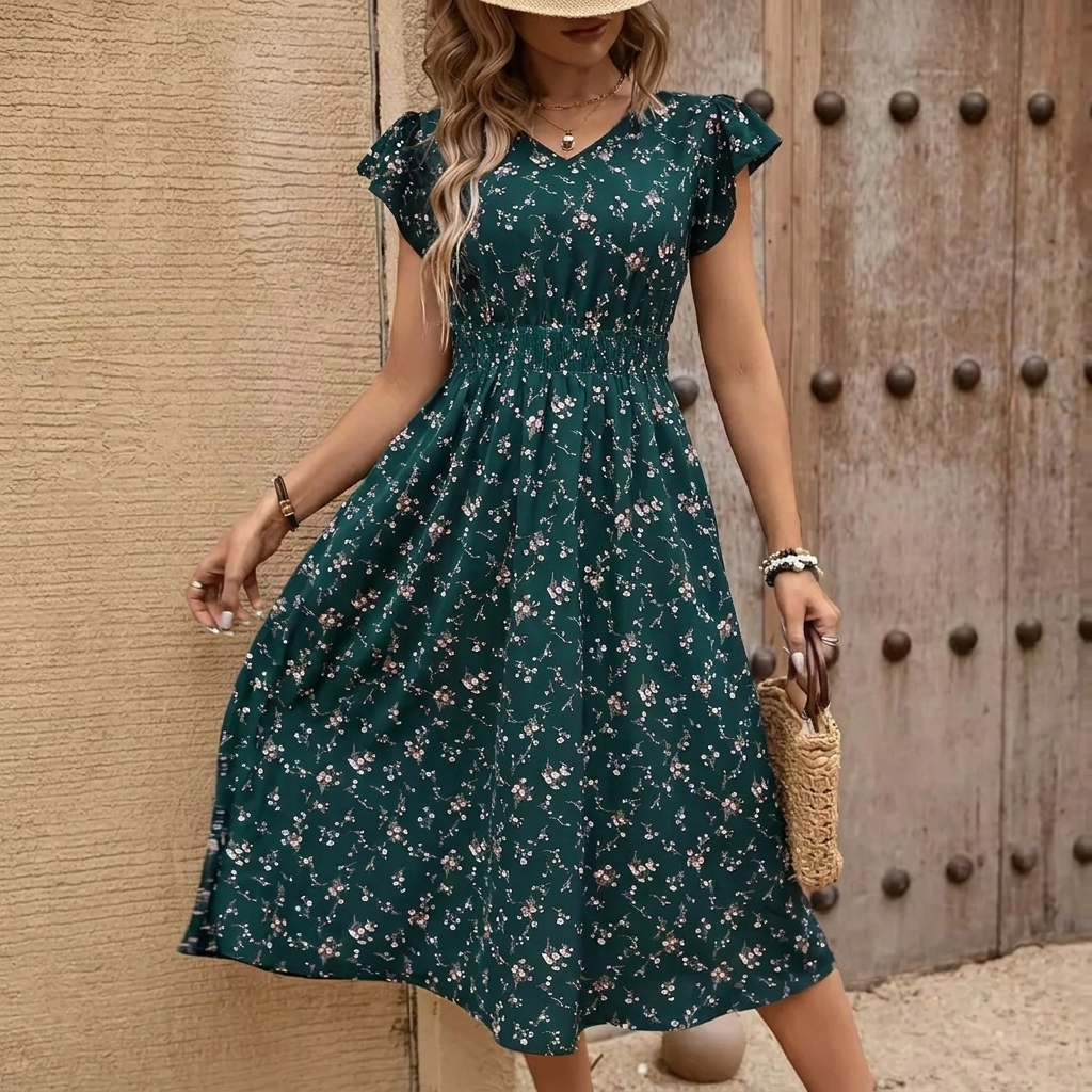 A-line Dress with Floral Print