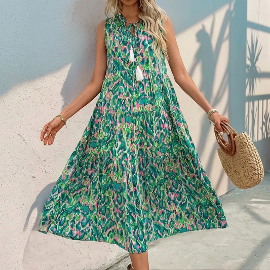 Vestido línea A con escote en V para mujer