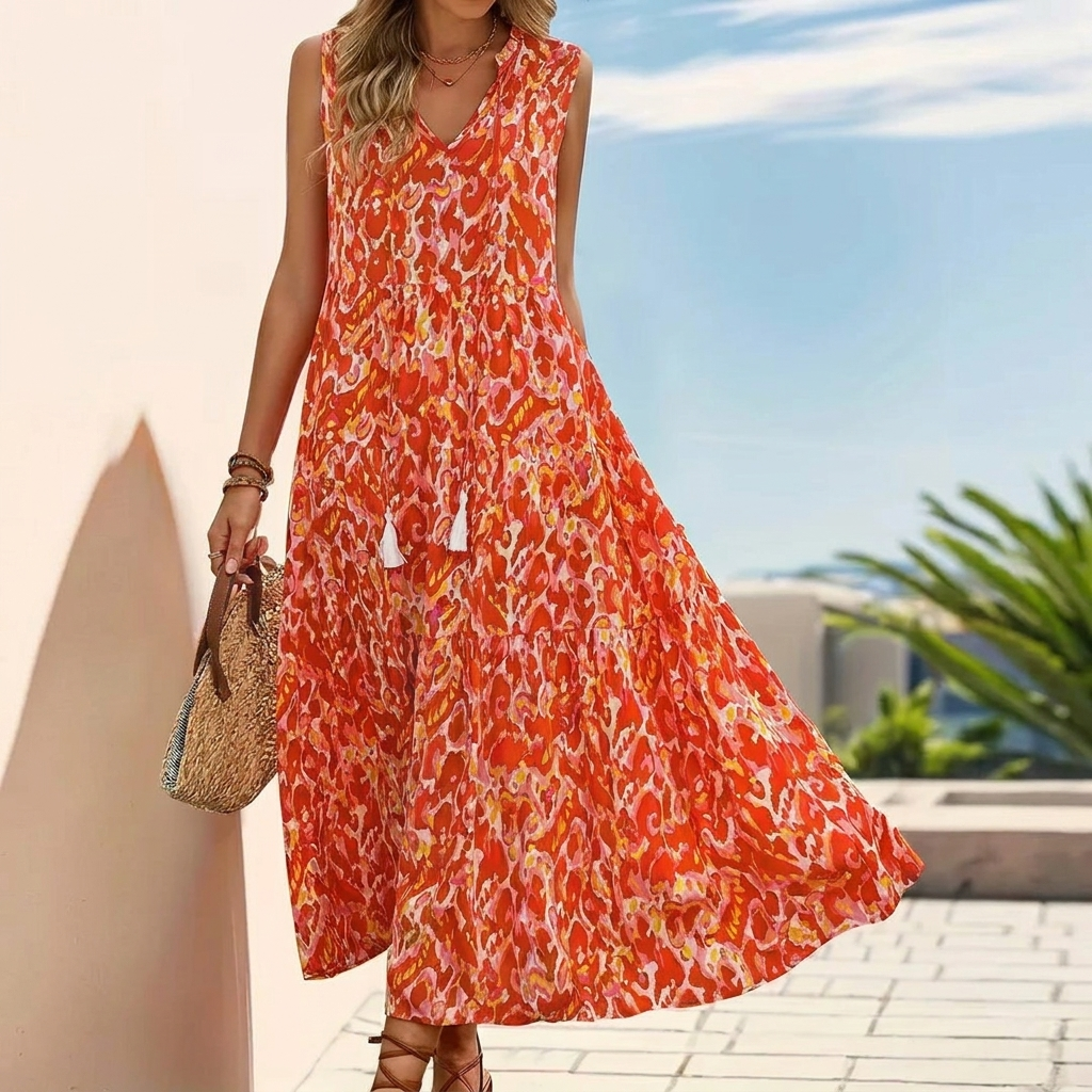 A-line Dress with V-Neck for Women