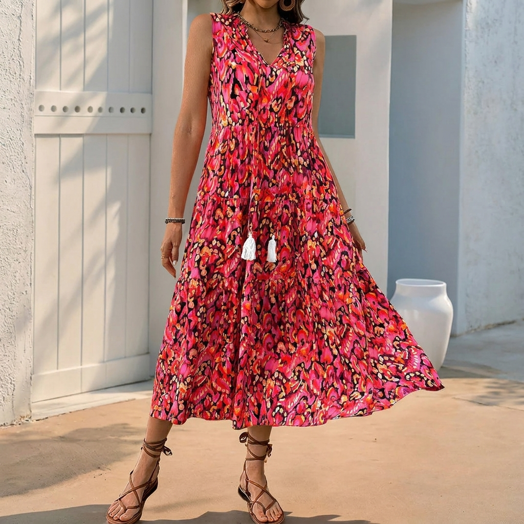A-line Dress with V-Neck for Women