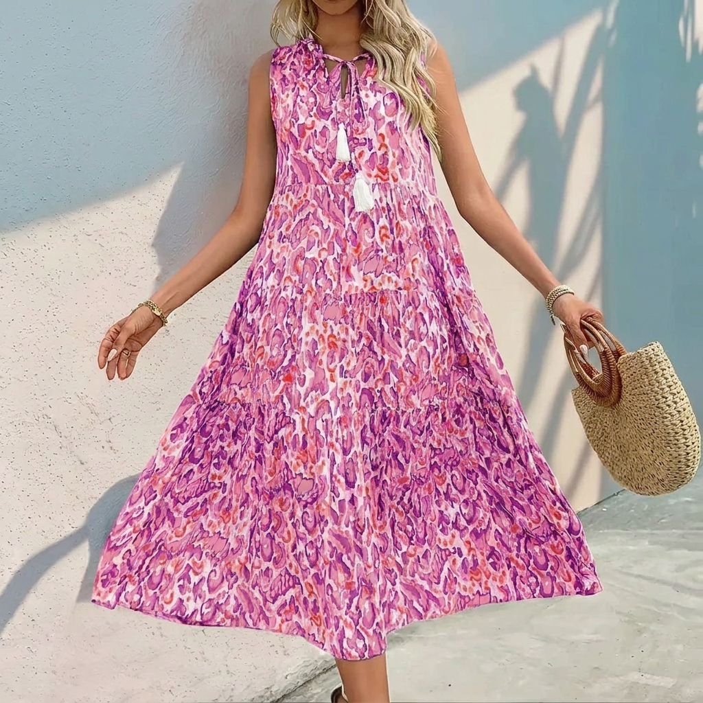 A-line Dress with V-Neck for Women