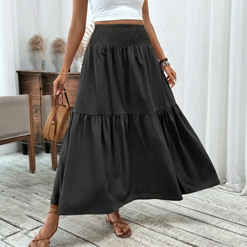 Elegant A-Line Skirt with Smocktail
