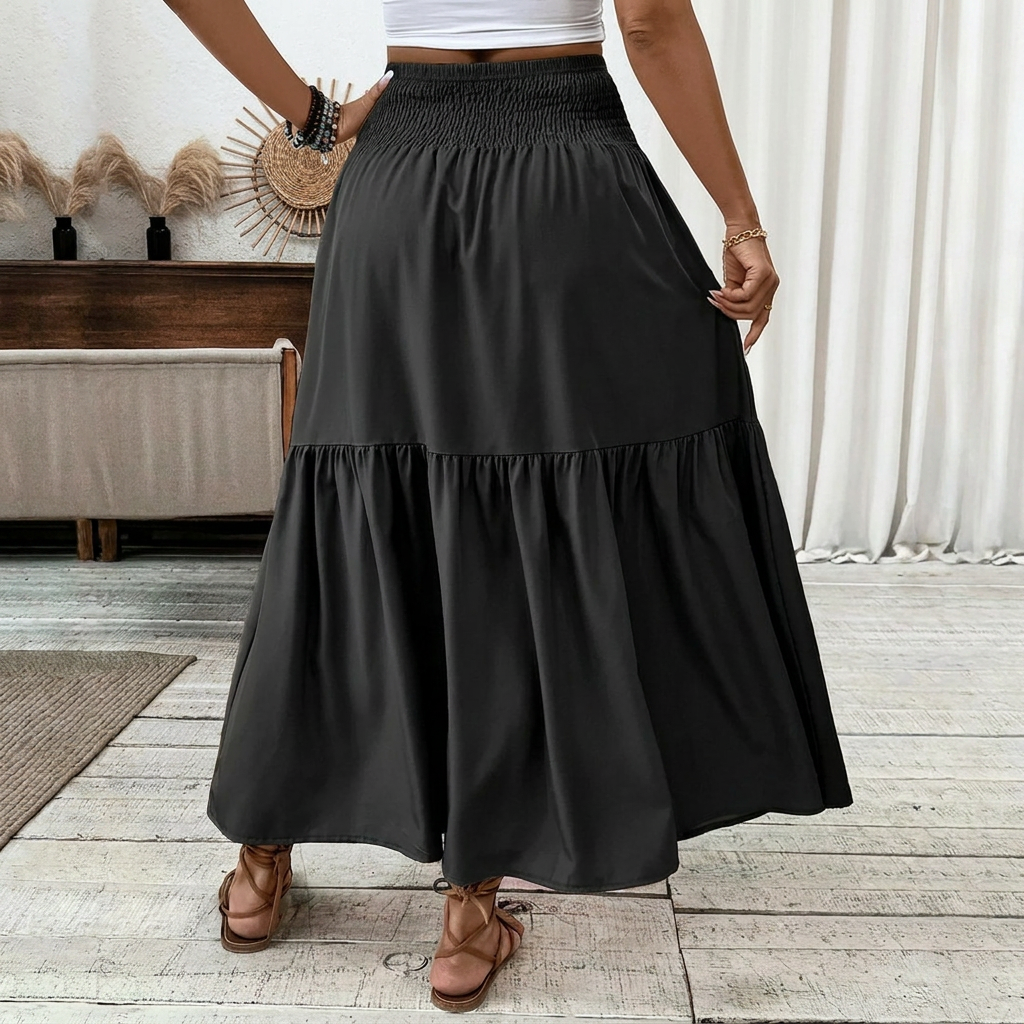 Elegant A-Line Skirt with Smocktail