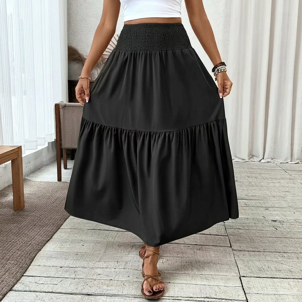 Elegant A-Line Skirt with Smocktail
