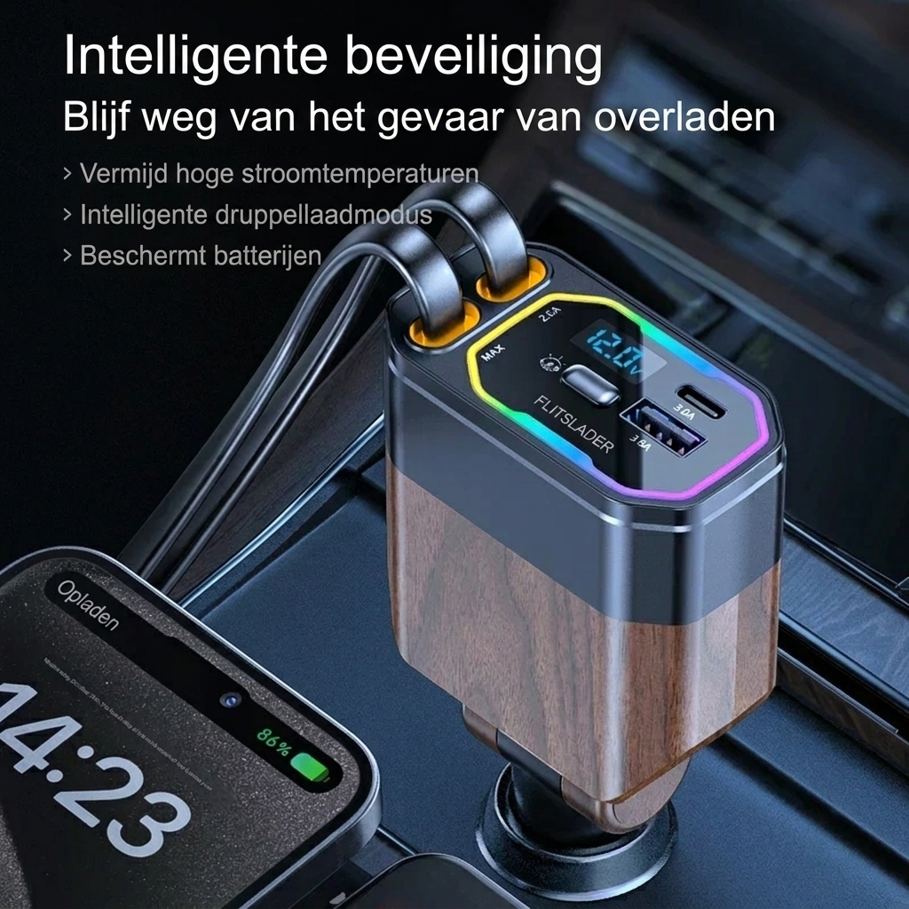 120W 4-in-1 Foldable Car Charger