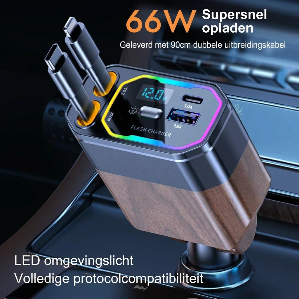 120W 4-in-1 Foldable Car Charger
