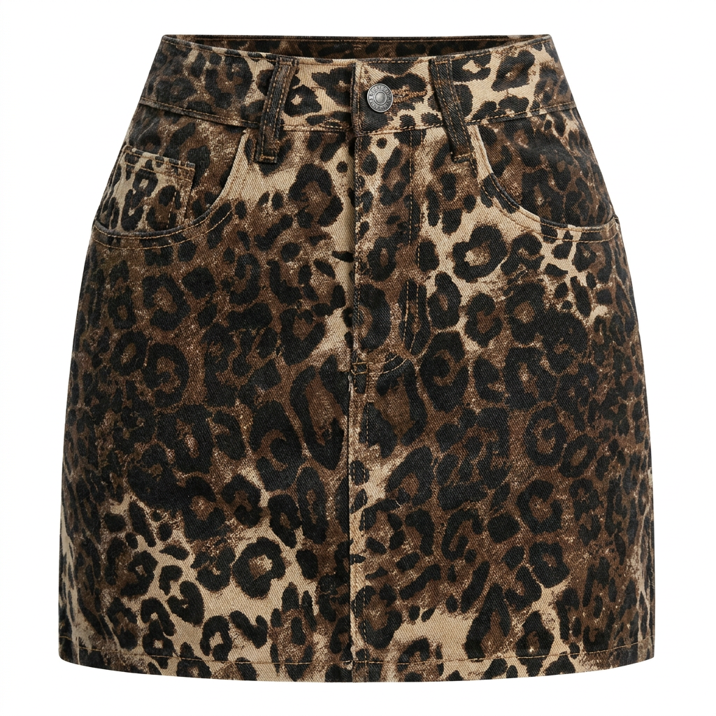 Falda de moda de cintura alta para mujer con estampado de leopardo
