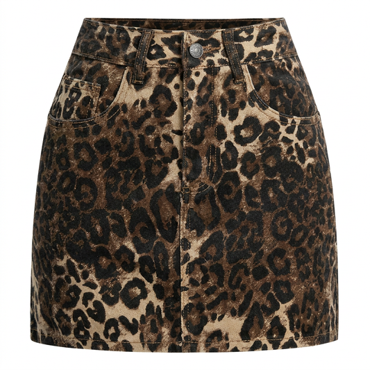 Trendy High-Waisted Skirt for Women with Leopard Print
