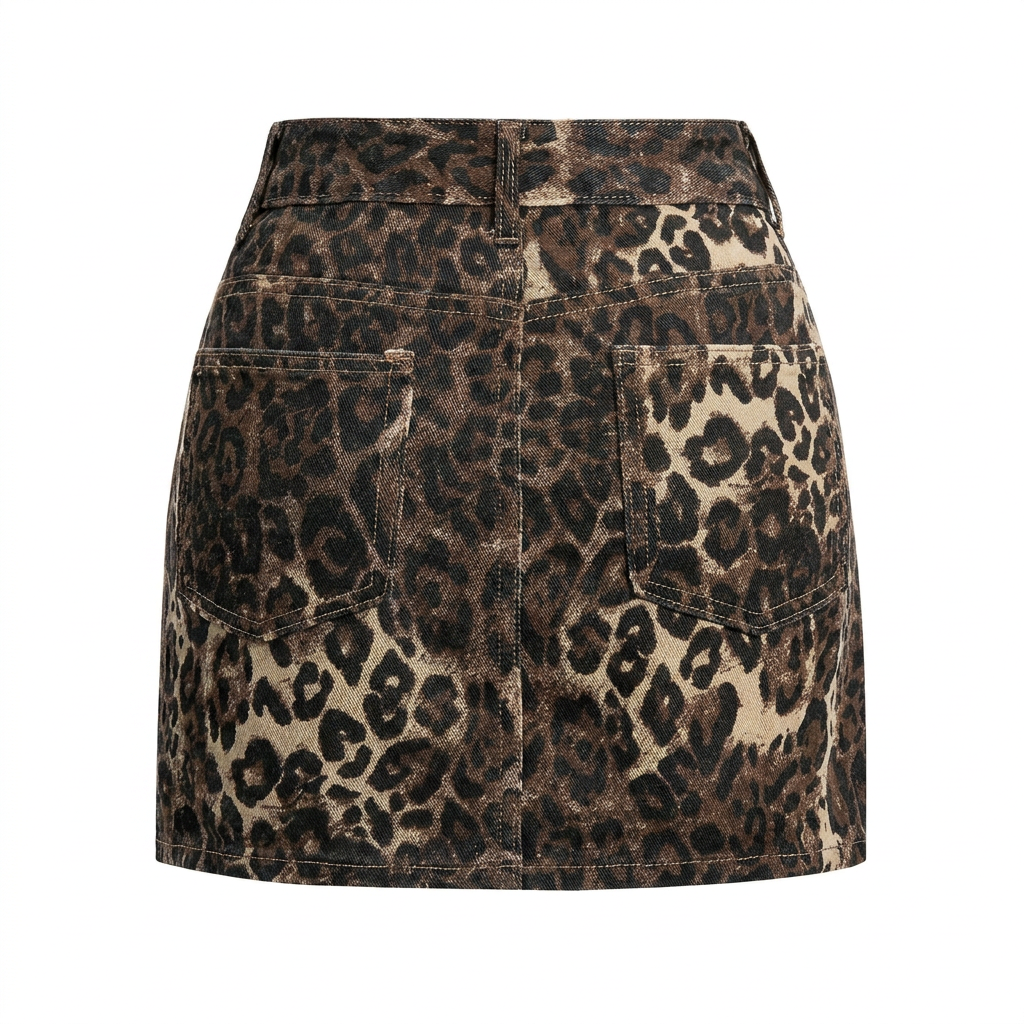 Falda de moda de cintura alta para mujer con estampado de leopardo