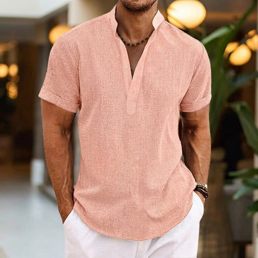 Classic Men's Shirt with V-Neck