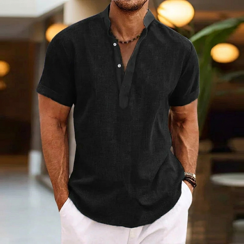 Classic Men's Shirt with V-Neck