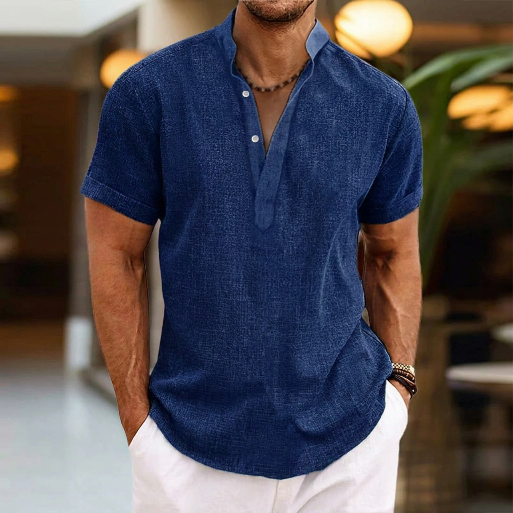 Classic Men's Shirt with V-Neck